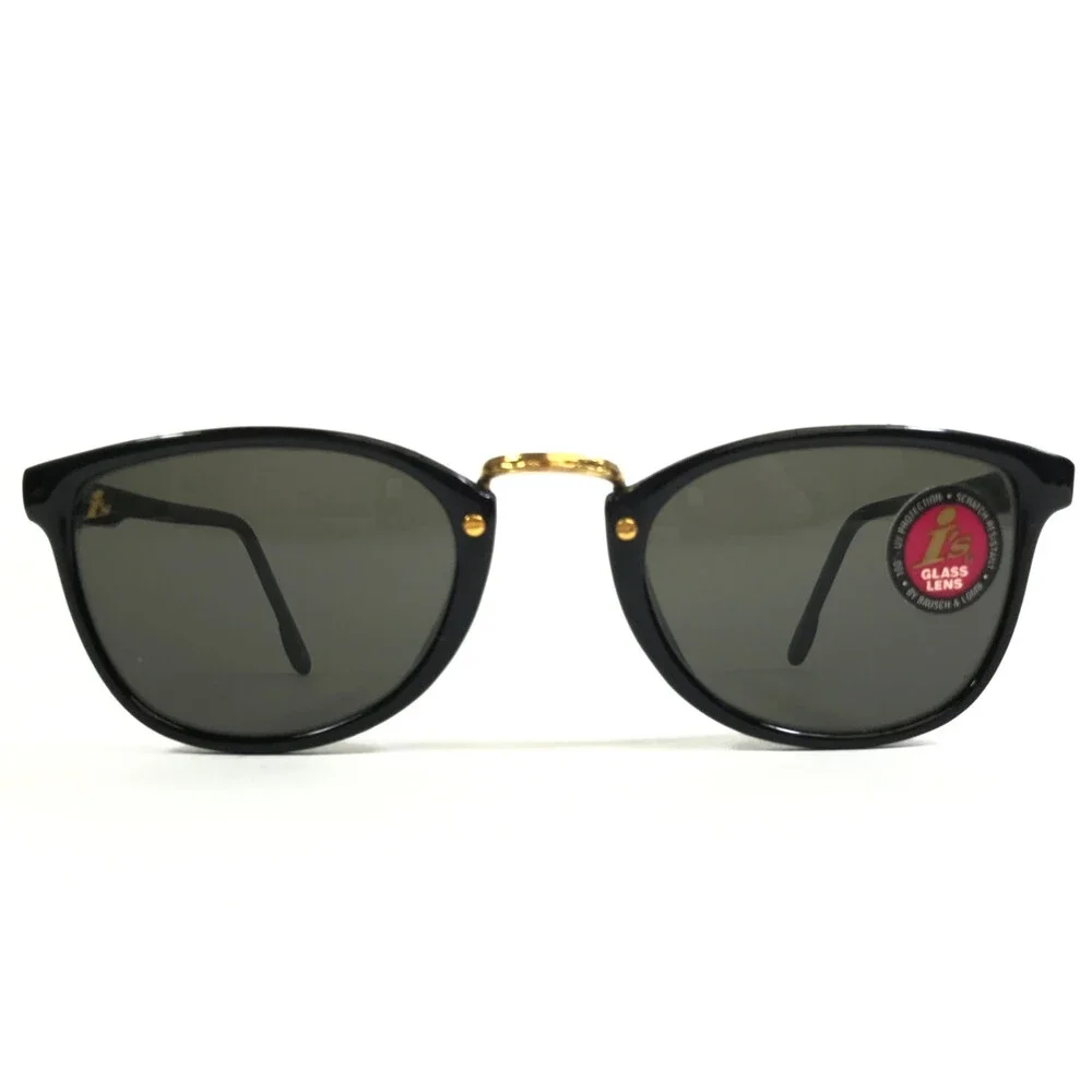 Vintage i's by Bausch & Lomb Sunglasses W2072 Black Gold Frames w/ Gray Lenses
